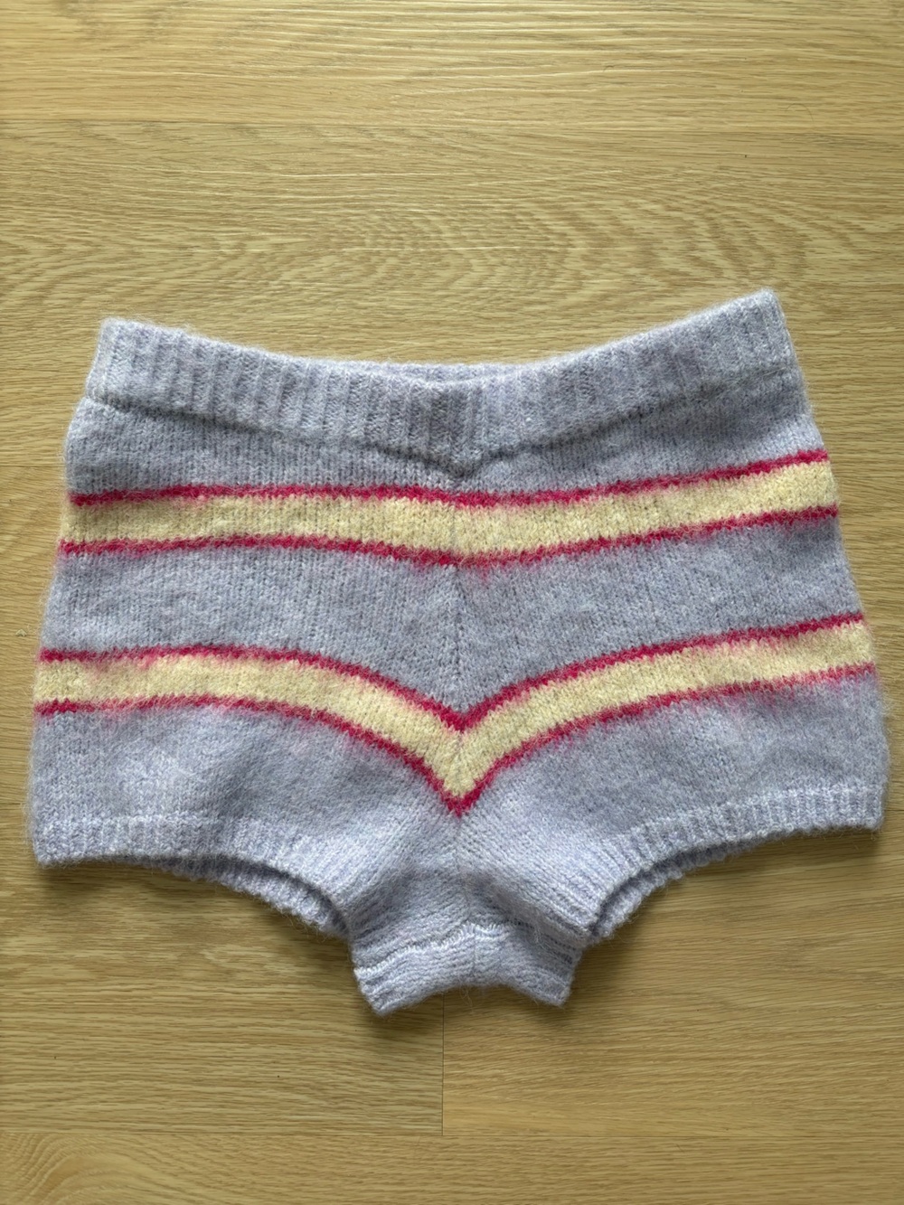 l*space Purple High-Waist Knit Shorts with Pink & Cream Chevron Stripes